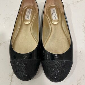 Jimmy Choo Black Sparkle Ballet Flats